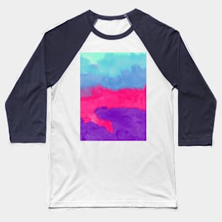 Blue pink and purple watercolor Baseball T-Shirt